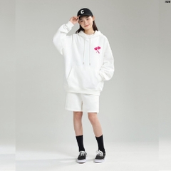 Áo hoodie unisex couple form rộng Nỉ Bông Kẹo Tim 1130 HY KOREA