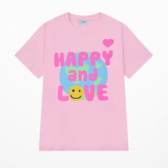 Áo Thun Tay Lỡ PE Form Rộng Nam Nữ Unisex In Hình Happy and Love 18