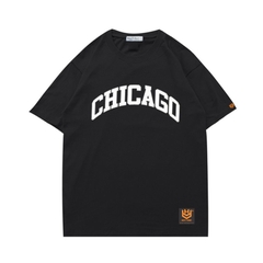 Áo thun tay ngắn nam nữ form rộng unisex in hình Chicago 328 Vải cotton 75% co giãn 4 chiều