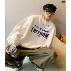Áo Sweater nam nữ nỉ bông Freedom 812 Form Rộng HY KOREA
