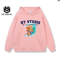 Áo hoodie unisex form rộng Nỉ Bông Gấu lướt sóng 1133 HY KOREA