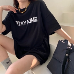 Áo thun nam nữ unisex tay lỡ StayHome 298, áo phông tay lỡ unisex form rộng oversize