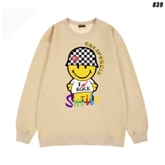 Áo khoác Sweater nam nữ nỉ bông Mặt cười mũ caro 839 HY KOREA