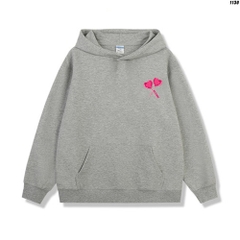 Áo hoodie unisex couple form rộng Nỉ Bông Kẹo Tim 1130 HY KOREA