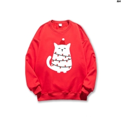 Áo Sweater nỉ cổ tròn phù hợp nam nữ Mèo Noel 954 HY KOREA