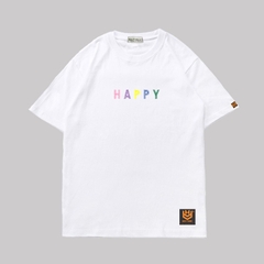 Áo thun tay ngắn THÊU HAPPY 24 unisex vải cotton 75% form rộng