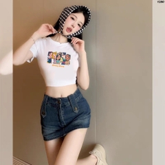 Áo croptop ôm body HY KOREA in Niceday Disneey 1280 tay ngắn dành cho nữ