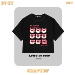 Áo croptop ôm body nữ HY KOREA in Đầu gấu Lotso cute 1282 tay ngắn