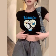 Áo croptop body Y2K HY KOREA in Cat Hobbies 1293 tay ngắn nữ