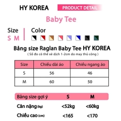 Áo thun HY KOREA Baby Tee Raglan Tim hồng caro 1409 100% Cotton Local Brand
