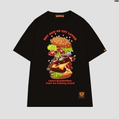 Áo thun tay lỡ HY KOREA Hamburger buy 1486 form rộng unisex couple