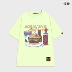 Áo thun nam nữ form rộng Burger water Acmede 1380 tay lỡ cotton 75