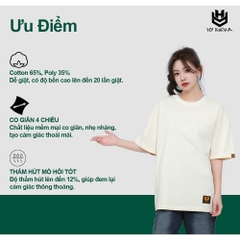 Áo phông tay lỡ HY KOREA Cô gái nón caro 1495 vải cotton 75 form rộng unisex