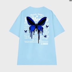 Áo phông tay lỡ HY KOREA Bufferfly Morpho 1496 vải cotton 75 form rộng unisex