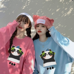 Áo Sweater cổ tròn nam nữ nỉ bông Gấu trúc 1076 HY KOREA