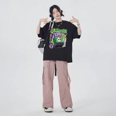 Áo thun nam nữ HY KOREA Hộp sữa tím 1477 form rộng tay lỡ