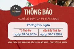 Thông báo lịch nghỉ lễ 30/4 - 1/5