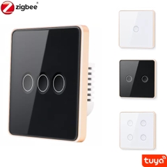 Công tắc thông minh Tuya Zigbee viền vàng kim loại