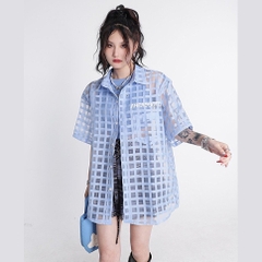 Áo sơ mi nam lưới caro AHEADOOTD cao cấp