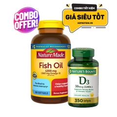 Combo Hỗ trợ Xương Khớp - Vitamin D3 350 viên + Dầu cá Omega3 200 Viên