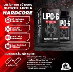 NUTREX LIPO 6 HARDCORE (60 VIÊN) - ĐỐT MỠ MẠNH NHẤT PHIÊN BẢN MỚI