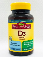 [ Hàng Lỗi ] NATURES MADE D3 2000IU (50mcg) 250 Softgels