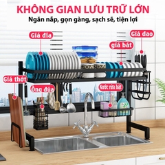 Giá Để Chén Đĩa Trên Bồn Rửa Bát Đa Chức Năng 1, 2 Tầng