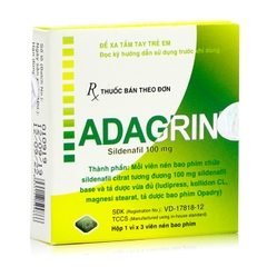 Thuốc cường dương Adagrin 100 mg, Hộp 3 viên