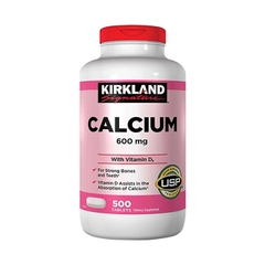 Viên uống bổ sung canxi Kirkland Calcium 600mg + Vitamin D3, Hộp 500 viên