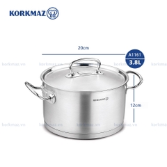 Nồi nấu bếp từ inox cao cấp Korkmaz Proline 3.8 lít - Ø20x12cm  - A1161