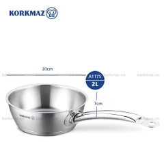 Chảo inox bếp từ sâu lòng cao cấp Korkmaz Proline 2 lít - Ø20x7cm - A1175