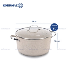 Nồi chống dính Korkmaz Granita 5 lít - Ø24x12.5cm - A1261