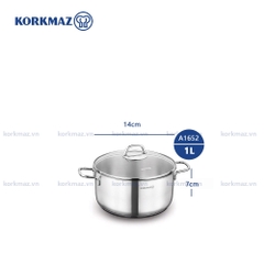 Nồi nấu bếp từ inox cao cấp Korkmaz Perla 1 lít - Ø14x7cm - A1652