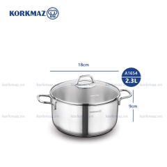 Nồi inox cao cấp Korkmaz Perla 2.3 lít - Ø18x9cm - A1654