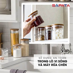 Combo 2 hũ thủy tinh tròn nắp tre hít kín hơi 2L - SAPATA