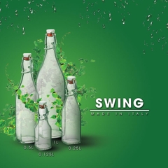 Chai thủy tinh vuông nắp cài kín hơi Swing 0.25L