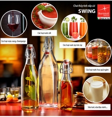 Chai thủy tinh vuông nắp cài kín hơi Swing 1L