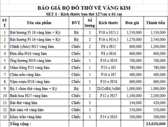 SET 1 - Bộ Đồ Cho Ban Thờ Kích Thước 1,27m x 61cm Gốm Chu Đậu Truyền Thống