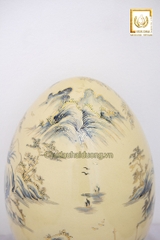 Trứng Tài Lộc Sơn Thủy H45 Gốm Chu Đậu Vẽ Vàng 24K RG-000593
