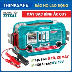 Máy sạc bình ắc quy cho xe máy và ô tô 6V/12V Total TBC1501, Dung lượng ắc quy hỗ trợ 40–90Ah - Thinksafe