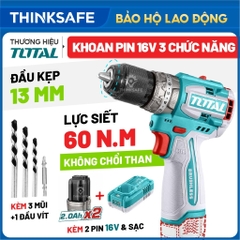 Máy khoan búa pin 16V không chổi than Total TIDLI16682 lực siết 60Nm