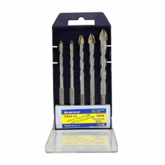 Bộ 5 mũi khoan đa năng lục giác 4 cạnh KingBlue KBH4-05 kích thước 6 - 12mm, chuyên khoan tường, khoan gỗ, sắt, kim loại