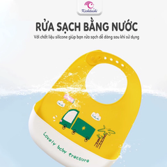 Yếm Ăn Dặm Silicon Có Máng Cho Bé Kichilachi Chất Liệu An Toàn Mềm Mại Có Nhiều Nấc Điều Chỉnh Tiện Lợi