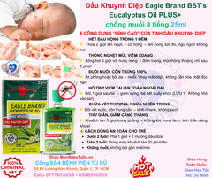 Dầu Khuynh Diệp Eagle Brand BST's Eucalyptus Oil PLUS + 25ml Singapore Chuẩn USA Chống Muỗi 8 Tiếng