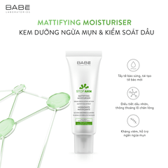 Kem dưỡng ẩm kiềm dầu trị mụn BABE Stop AKN Mattifying Moisturiser