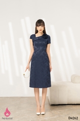 3D4262 - ĐẦM GẤM ĐÍNH HOA 3D