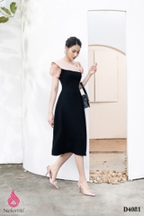 3D4081 - ĐẦM DÁNG XÒE TAY BỒNG ĐÍNH HOA 3D