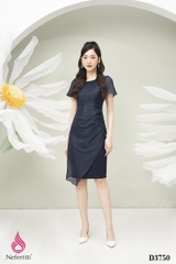 1D3750 - ĐẦM PHỐI VOAN XẾP NHÚN CÁCH ĐIỆU