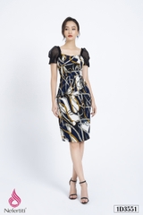 1D3551 - ĐẦM PEPLUM TAY PHỐI LƯỚI