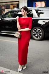 3D4568 - Đầm Đỏ Body Hoa 3D Nổi Bật